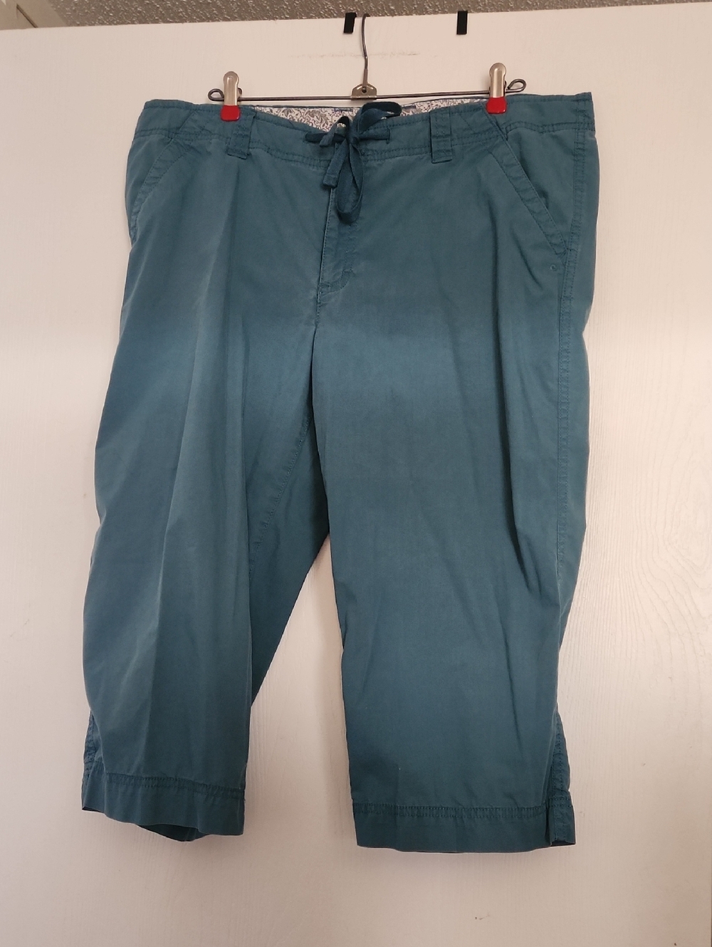 Teal Casual Drawstring Capris